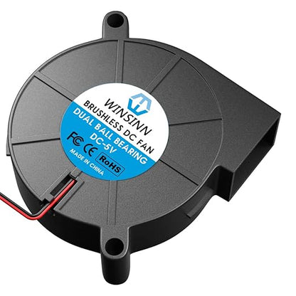 WINSINN 50mm 5015 Tiny Cooling USB Blower Fan 5V, 50mm Micro Mini USB 5 Volt Fans Blower Turbine Turbo Dual Ball Bearing, 1000mm/39in Cable Brushless Cooling 50mmx15mm (Pack of 4Pcs)