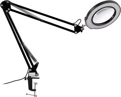 VEVOR Magnifying Glass with Light, 5X Magnifying Lamp, 4.3" Glass Lens, Desk Magnifier with Light, 64 LED Lights 5 Color Modes, with Clamp for Close Work, Reading, Repair Crafts