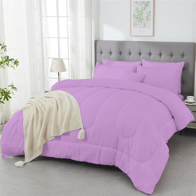 3 Piece Solid Color All Season Bedding Comforter Set Microfiber Soft Lightweight Bedding Set for Kids Teens Adults Room Decor with 1 Comforter and 2 Pillowcases King