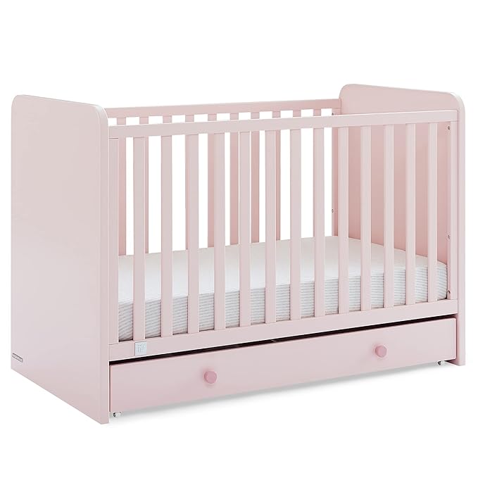 GAP babyGap Graham 4-in-1 Convertible Crib with Storage Drawer - Greenguard Gold Certified, Blush Pink/Dark Pink