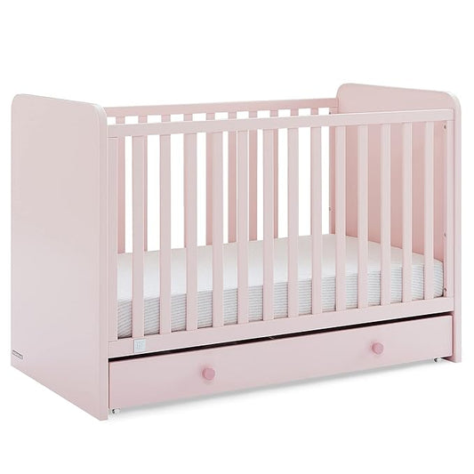 GAP babyGap Graham 4-in-1 Convertible Crib with Storage Drawer - Greenguard Gold Certified, Blush Pink/Dark Pink