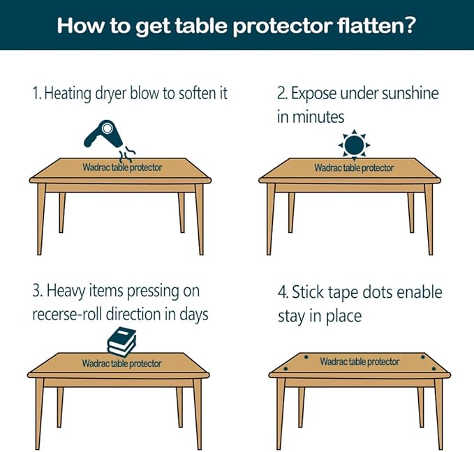 PVC Tablecloth Cover Clear Plastic Table Protector Transparent Vinyl Table Cloths Water Rresistant Wipeable Furniture Topper Pad for Bench Entryway Coffee Bedside Desk Mat Rectangle 6 Foot 18X72 Inch