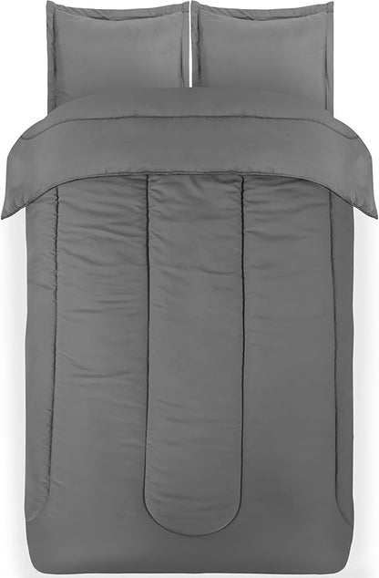 Utopia Bedding All Season Grey Comforter Set with 2 Pillow Cases, 3 Piece Soft Brushed Microfiber Kids Bedding Set for Boys/Girls, Machine Washable (Twin, Pack of 6)