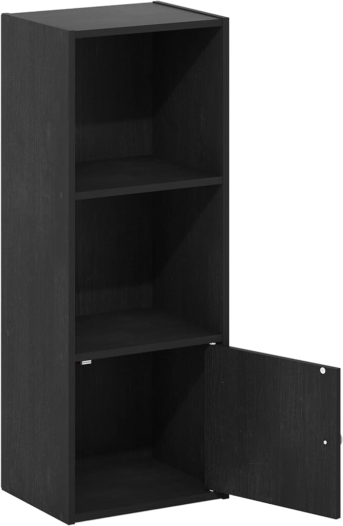 Furinno Luder Shelf Bookcase with 1 Door Storage Cabinet, Blackwood