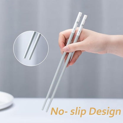 5 Pairs Fiberglass Chopsticks Dishwasher Safe, Slivek Reusable Chopsticks Non-slip and Lightweight, 24.3cm/9.57in Japanese Chinese Korean Chop Stick, Blue