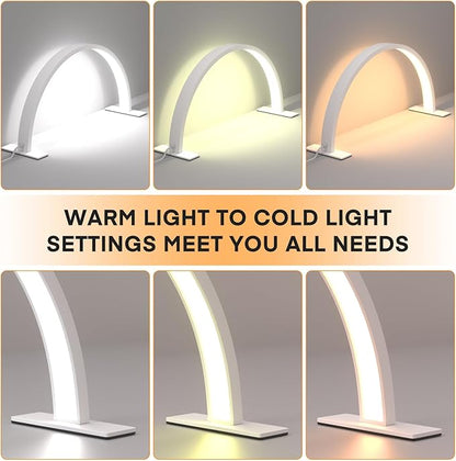 Half Moon Light for Nail Desk, Lash Light Led Nail Tech Lamp Half Moon Light Table Lamp Desk Lamp for Nail Lash Eyelash Extension Tattoo Eyebrows LED Table Lamp Desk Lamp（White）