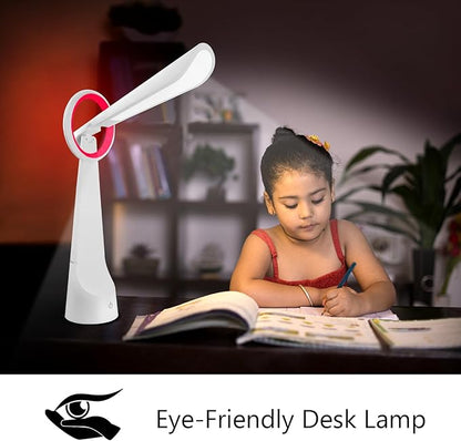 Upgraded LED Desk Lamp with 7 Colours Change, Eye-Caring Table Lamp with USB Charging Port Suitable for Table Bedroom Bedside Office Study,8W (White)