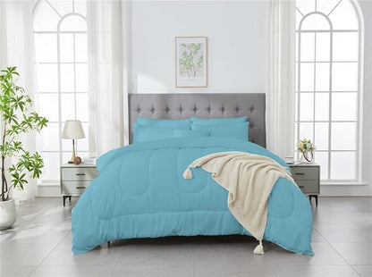3 Piece Solid Color All Season Bedding Comforter Set Microfiber Soft Lightweight Bedding Set for Kids Teens Adults Room Decor with 1 Comforter and 2 Pillowcases Twin