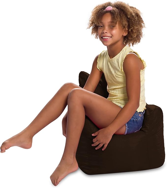 Posh Creations Structured Comfy Bean Bag Chair for Gaming, Reading, and Watching TV, Pasadena Chair, Microsuede - Chocolate