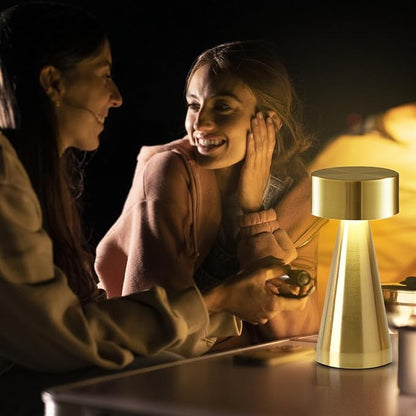 Portable Metal Desk Lamp, Cordless LED Table Lamp,3 Color Touch Control Rechargeable Lamp,3-Levels Brightness Room Decor Desk Lamp,Bedside Lamp,Night Light, Dining Room Lamp (Gold)