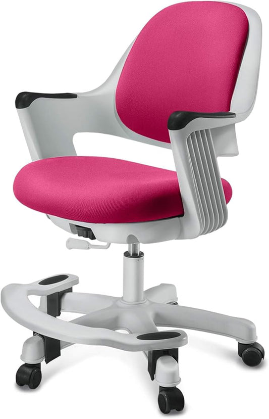 Kids Desk Chair: Ergonomic Kids Computer Chair | Adjustable Kids Office Chair with Wheels & Arms | Study Chair for Girls and Boys - Kids Chair Desk with Wheel Covers (Rosie Pink)