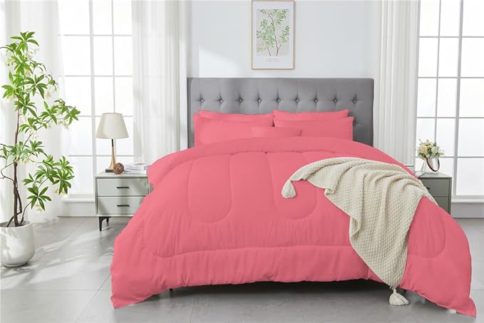 3 Piece Solid Color All Season Bedding Comforter Set Microfiber Soft Lightweight Bedding Set for Kids Teens Adults Room Decor with 1 Comforter and 2 Pillowcases Twin