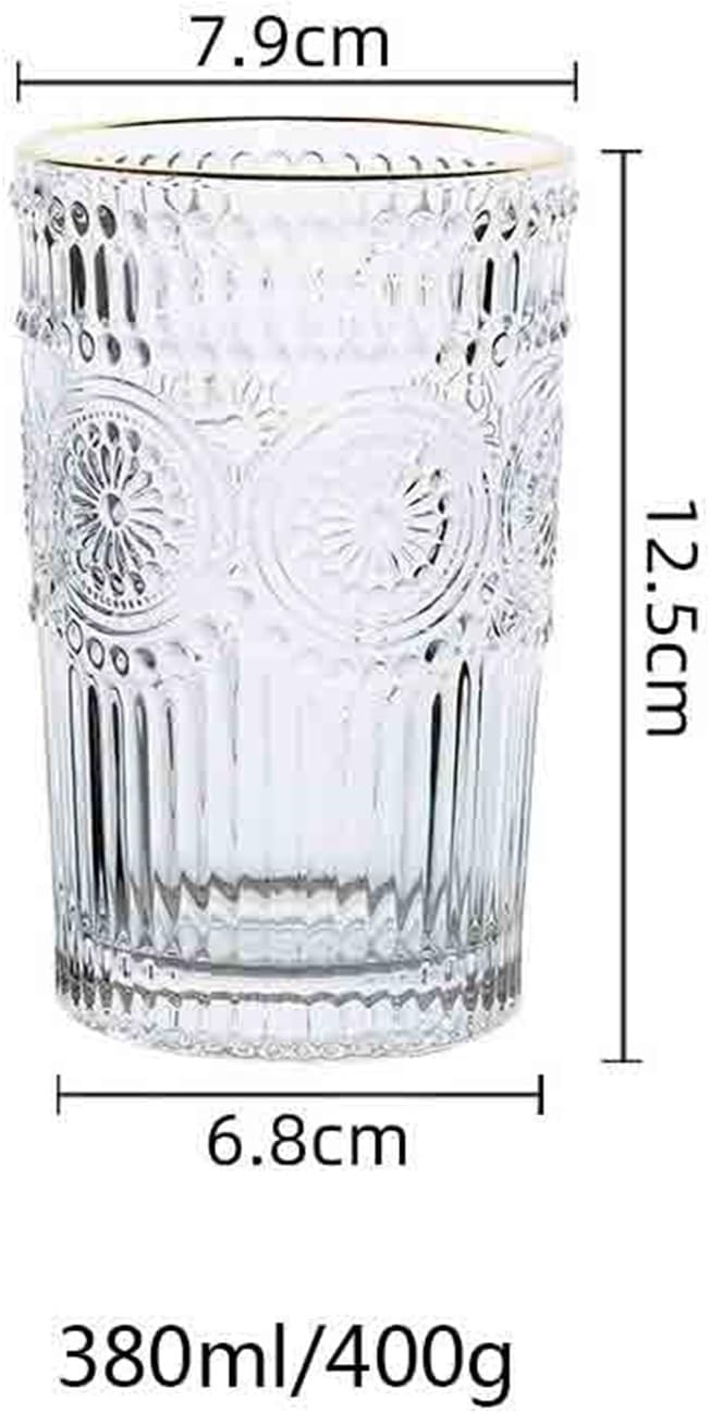 drinking glassware Drinking Glasses Sunflower Embossed Glass Cup(Large)