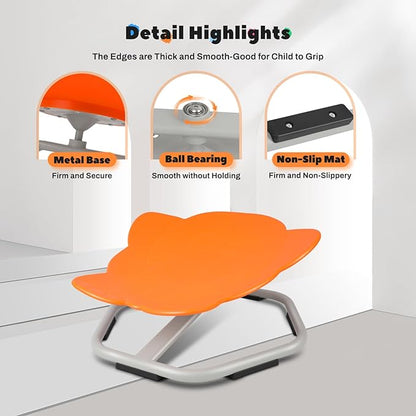 Sensory Toys Kids Swivel Chair, Autism Kids Swivel Chair, Elephant Sit and Spin Seat Balance Chair Indoor for Child Age 3+, Regulating Toddler’s Body Balance, Metal Base Non-Slip Orange