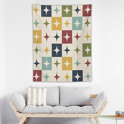 ICMOLYYENLO Boho Medieval Cat Tapestry, Abstract Atomic Starburst Geometric Aesthetic Art Wall Hanging For Bedroom Living Room Dormitory 30x40 Inches