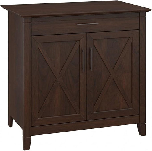 Bush Business Furniture Key West Secretary Desk with Keyboard Tray and Storage Cabinet, 30W x 20D, Bing Cherry