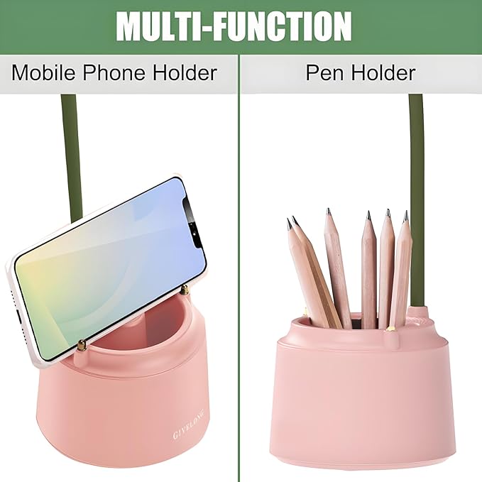 Cute LED Desk Lamp Kawaii Desk Accessories, Flower Bird Table lamp USB Rechargeable, 3 Color Modes, Stepless Dimming, Touch-Sensitive Switch Kawaii Room Decor Lamp, Eye Caring Reading Lamp (Green)