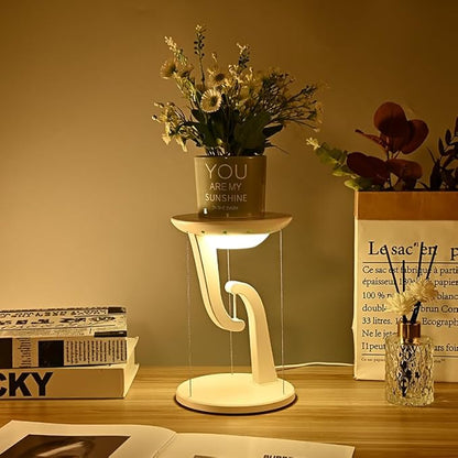 Night Light Wireless Charger Lamp,Ambient Light,LED Desk Lamp with Wireless Charger,Balance Magnetic Suspension Desk Light Creative Fun Bedside Lamp,Anti-Gravity Bedroom Table Lamp 3-Level Brightness