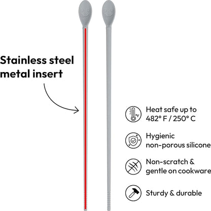 Carrotez Silicone Cooking Chopsticks, Long (12 inch) Reusable Chopsticks for Cooking, Heat Resistant, Non-Scratch, Gentle on Cookware, 1 pair - Cloud Grey