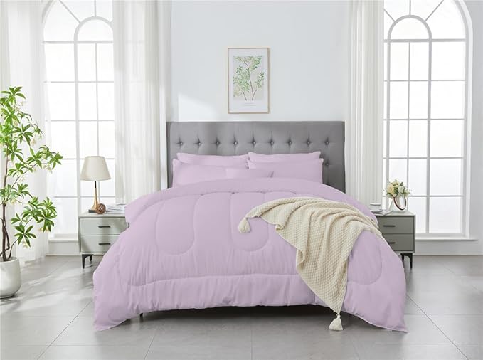 3 Piece Solid Color All Season Bedding Comforter Set Microfiber Soft Lightweight Bedding Set for Kids Teens Adults Room Decor with 1 Comforter and 2 Pillowcases Queen