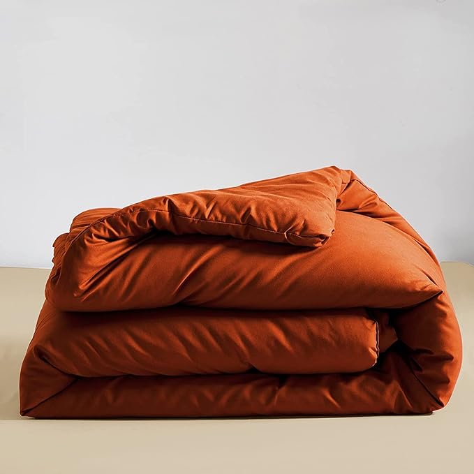 Rust Comforter Sets Full Size Burnt Orange Bedding Set Reddish Caramel Color Terracotta Bed Set 3 Pieces Women Lightweight Solid Burnt Orange Color Blanket Rust Quilts Set Breathable Comforter