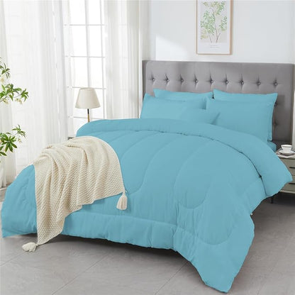 3 Piece Solid Color All Season Bedding Comforter Set Microfiber Soft Lightweight Bedding Set for Kids Teens Adults Room Decor with 1 Comforter and 2 Pillowcases Twin