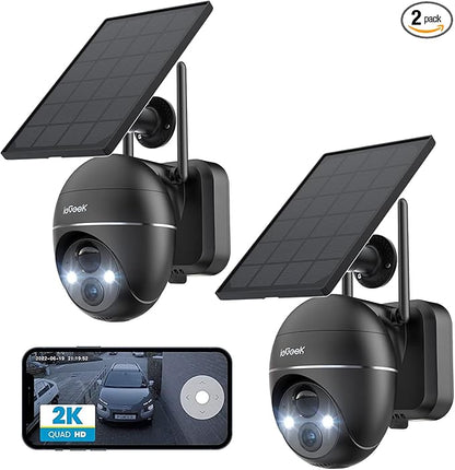 ieGeek 2K Security Camera Wireless Outdoor, 2.4G WiFi 360° View Pan Tilt Strobe Light/Spotlight Home Security System with Motion Detection and Siren, 2 Way Talk, IP65, 3MP Night Vision