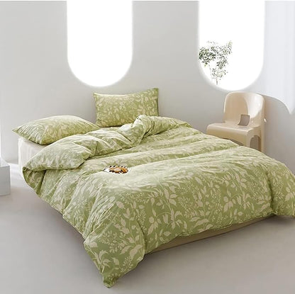 Green Botanical Comforter Set King Sage Green Floral Comforter Cotton Women Girls Matcha Green Floral Plant Quilts Garden Bohemian Sage Green Blanket Rustic Leaf Blossom King Bed Comforter