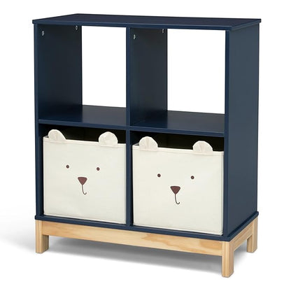 Delta Children babyGap Charlie 6-in-1 Convertible Crib + Brannan Bear Bookcase with Bins + Brannan Bear Wall Shelf with 4 Hooks, Navy (Bundle)