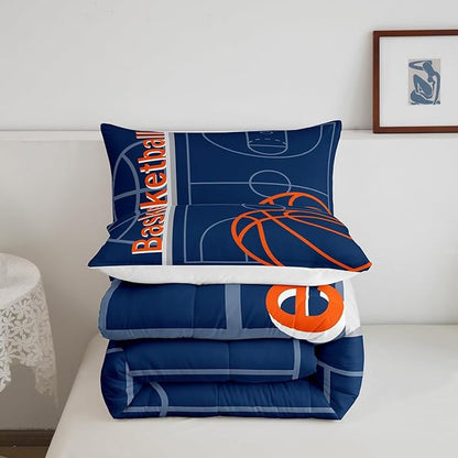 Feelyou Basketball Bedding Set Twin Size Gaming Sports Comforter Set for Kids Boys Girls Decor Ball Games Comforter Basketball Lover Duvet Set Bedroom Quilt Set