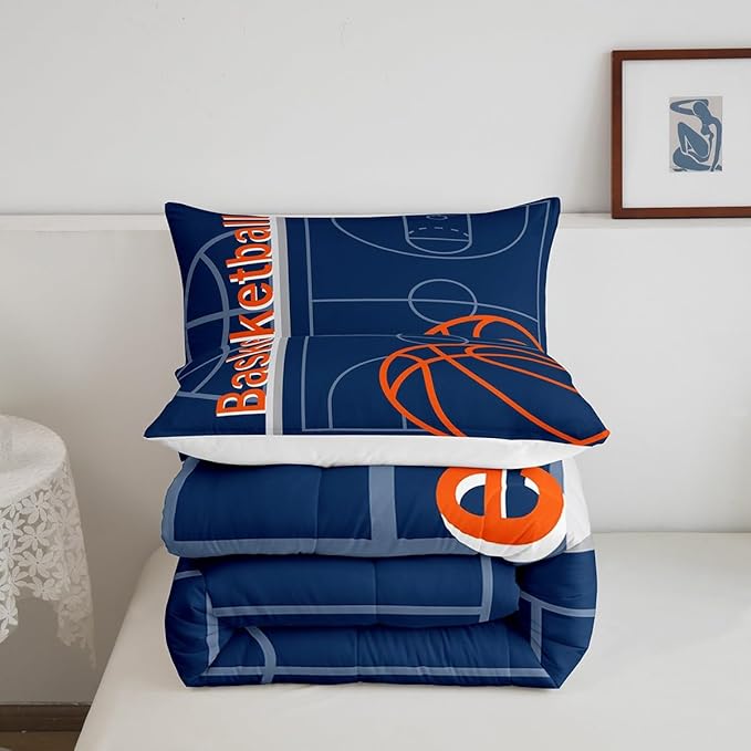 Feelyou Basketball Bedding Set Full Size Gaming Sports Comforter Set for Kids Boys Girls Decor Ball Games Comforter Basketball Lover Duvet Set Bedroom Quilt Set