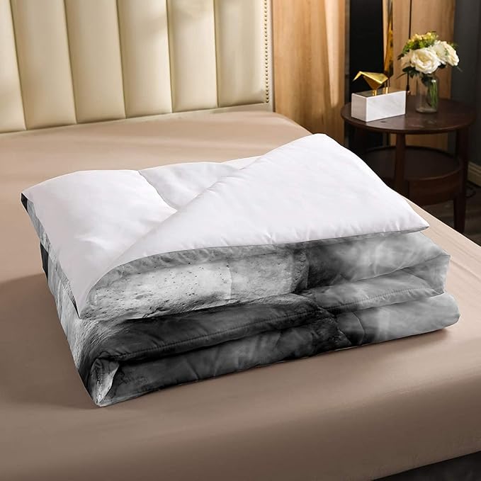 Erosebridal Skull Comforter Set Queen, Halloween Down Comforter, Gothic Fog Smoke Skull Skeleton Quilted Duvet, Grey Bedding Comforters for Young Man Boy Teens, Room Decorative, Soft Duvet Insert