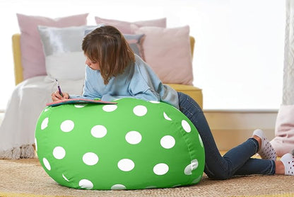 Aubliss Stuffed Animal Bean Bag Storage Chair (Green Dot, Medium (32''))