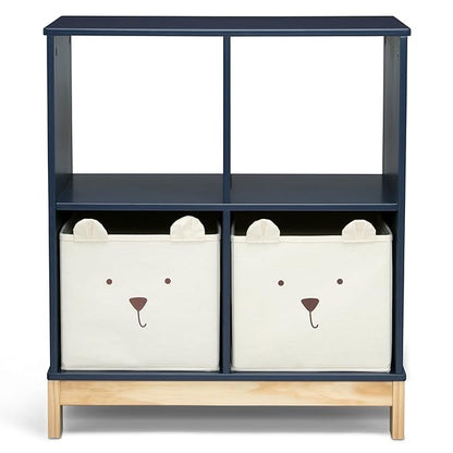 Delta Children babyGap Oxford 6-in-1 Convertible Crib + Brannan Bear Bookcase with Bins + Brannan Bear Wall Shelf with 4 Hooks, Navy/Natural (Bundle)
