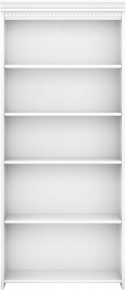 Bush Furniture Fairview Tall 5 Shelf Bookcase in Pure White and Shiplap Gray