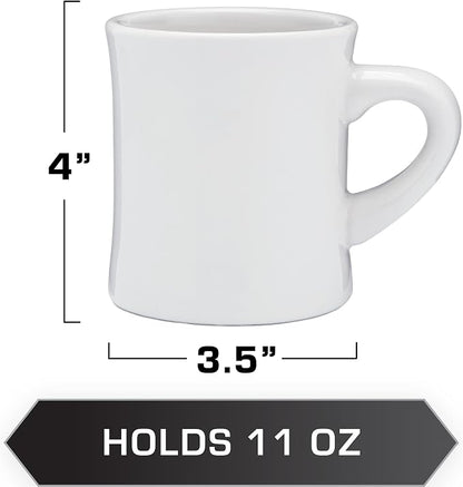 COLETTI Diner Coffee Mugs — Restaurant Coffee Mugs, Retro Coffee Mug – Sturdy & Heavy Diner Mug – Nostalgia in Every Sip [White, 11 oz, Set of 6]