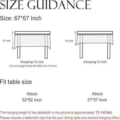 ISAENNE Designer Linen Floral Square Tablecloth,Light Green Farmhouse Durable Table Cloth,Fall Washable Decor Tablecloths for Dining Kitchen Thanksgiving Christmas,67"*67"-Floralsea B