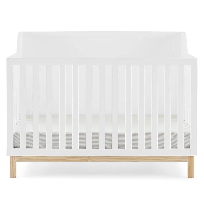 GAP babyGap Oxford 6-in-1 Convertible Crib - Greenguard Gold Certified, Bianca White/Natural