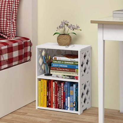 Small Bookshelf, 3-Tier White Bookcase for Kids & Adults | 2-Shelf Open Storage Organizer for Bedroom, Living Room & Office | Ideal Small Bookshelf & Bookcase for Small Space