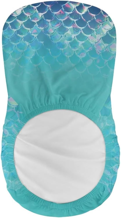 Blue Mermaid Scale Bar Stool Covers High Stool Chair Cover for Party Kitchen Club, Reusable Waterproof 2 Pcs Bar Stool Covers Decorative Covers