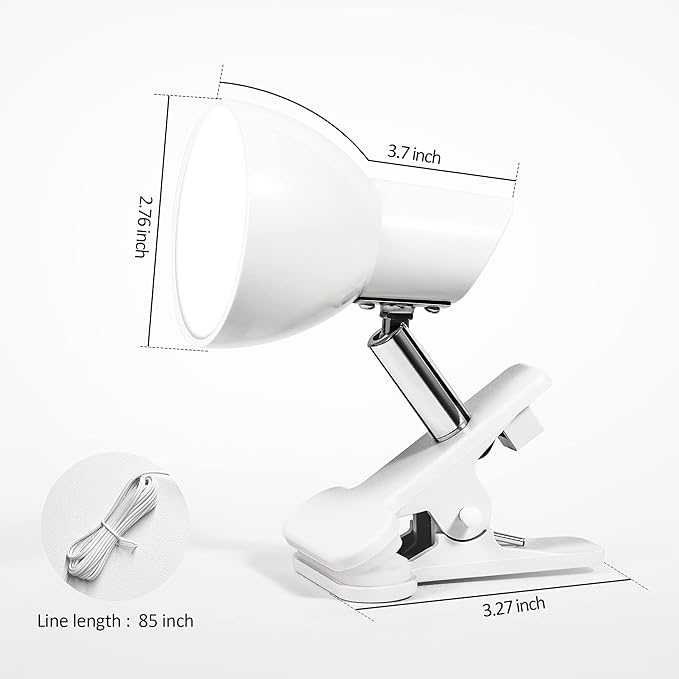 LED Clip on lamp,5W Super Bright Reading Light, 330° Rotation Small Lamp with Clamp on Desk/Table/Bed Headboard/Cupboard Home Lighting, Modern and Save Space Illumination Powerful Lamp White