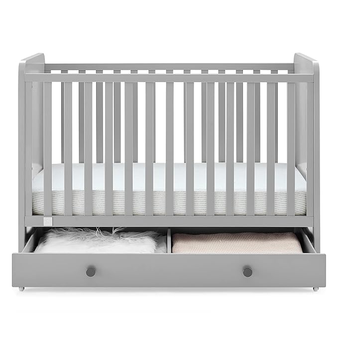 GAP babyGap Graham 4-in-1 Convertible Crib with Storage Drawer - Greenguard Gold Certified, Grey/Dark Grey