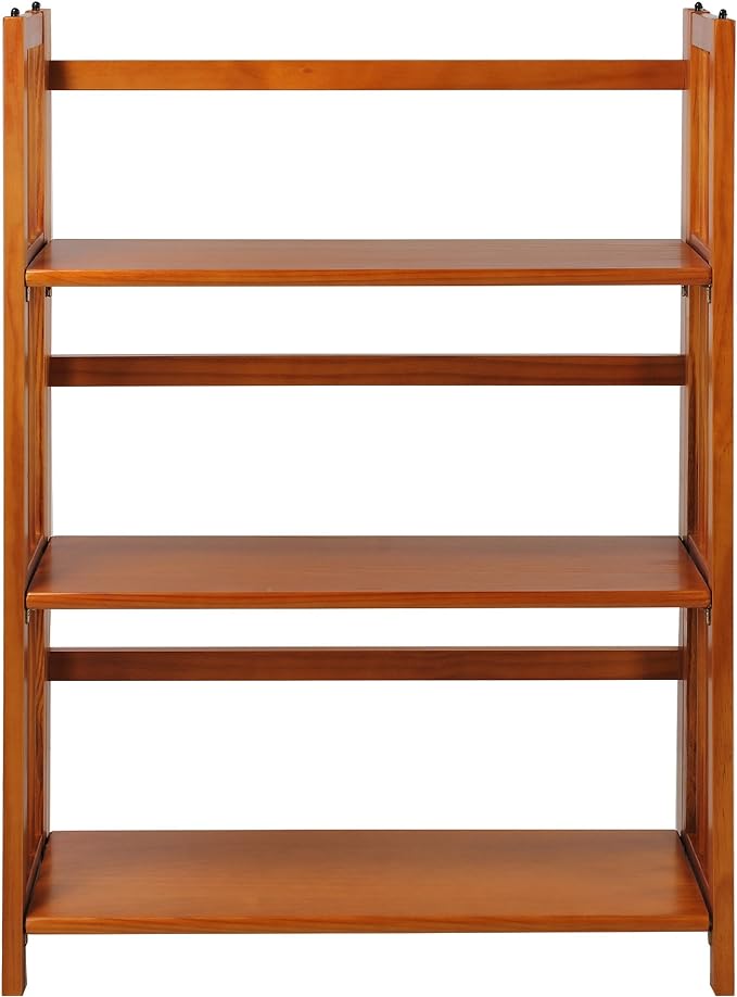 Casual Home 3-Shelf Folding Stackable Bookcase (27.5" Wide)-Honey Oak