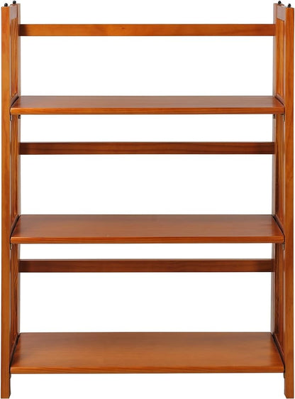 Casual Home 3-Shelf Folding Stackable Bookcase (27.5" Wide)-Honey Oak