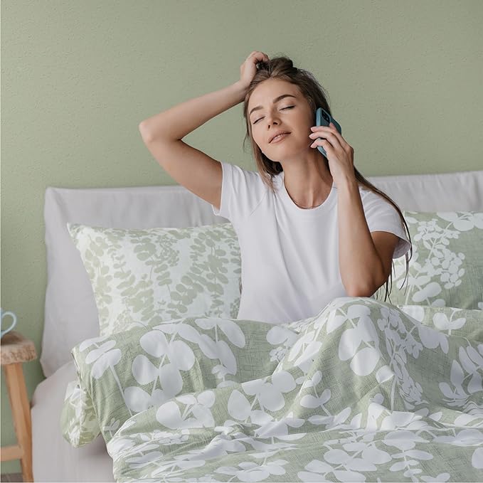 Codi Sage Green Comforter Set King Size, Floral Bedding Sets for Women | Nature Botanical Style, Unique Reversible Design, Better for Spring and Summer | Leaf Print 3 Pieces