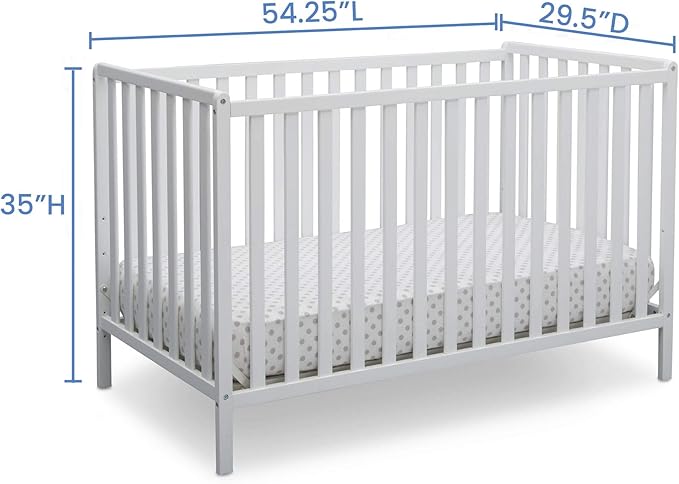 Delta Children Heartland 4-in-1 Convertible Crib - Greenguard Gold Certified, Bianca White
