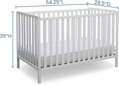 Delta Children Heartland 4-in-1 Convertible Crib - Greenguard Gold Certified, Bianca White