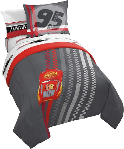 Jay Franco Disney Pixar Cars Race Ready 7 Piece Full Bed Set - includes Comforter & Sheet Set - Bedding Features Lightning McQueen - Super Soft Fade Resistant Microfiber