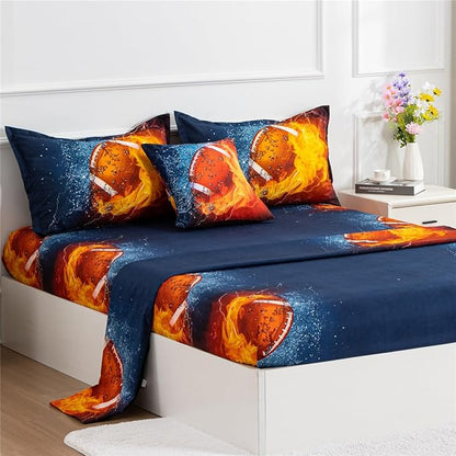 NTBED American Football Comforter Set for Boys Teens,3D Sports Bedding Full Size 6pcs,Rugby Printed Quilt Sets with 2 Matching Pillow Shams
