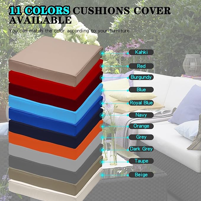ClawsCover 9Pack Outdoor Seat and Back Cushions Replacement Covers Fit for 5 Pieces 4-Seater Wicker Rattan Furniture Patio Conversation Set Sectional Couch,Cream-Include Cover Only (Large)